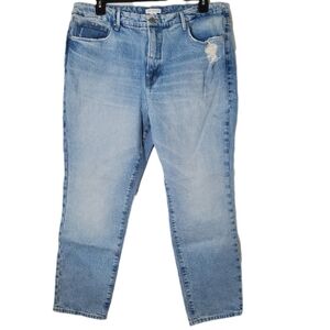Good American Distressed Denim Good Classic Straight Leg Jeans In‎ Blue636
